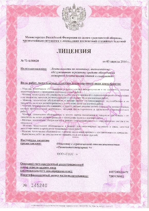 Лицензия МЧС Тюменьтехспецсервис+ Лицензия МЧС Тюменьтехспецсервис+